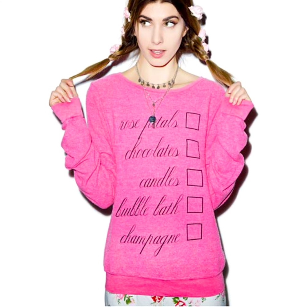 Wildfox Pink Baggy Romantic Night Relaxed Jumper Sweatshirt- Sz XS